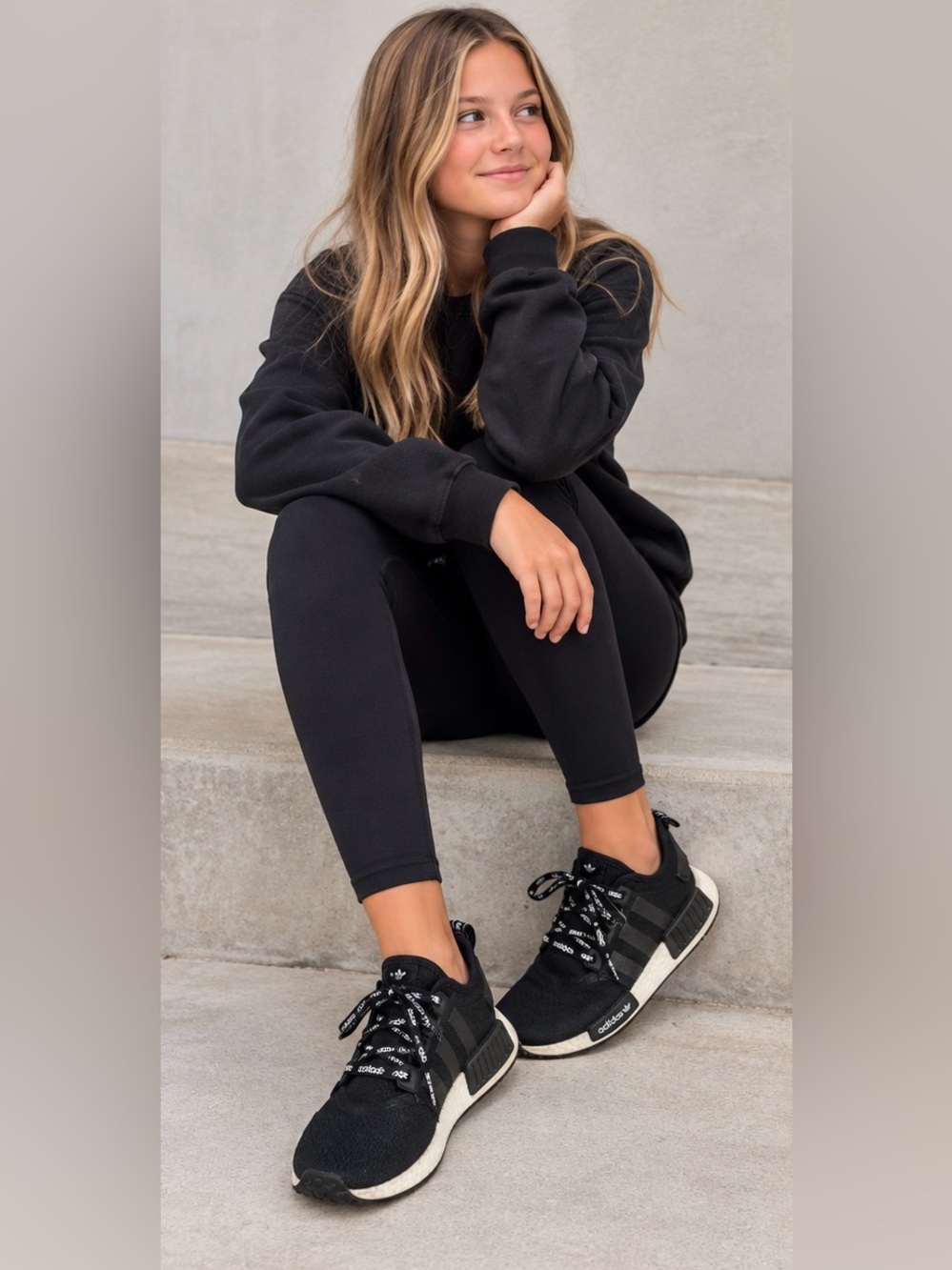 adidas Black Kids Sneakers with White Midsole